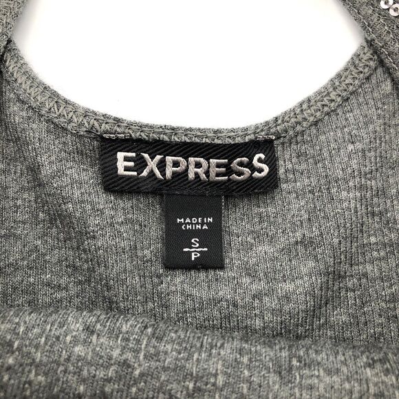 Express Sleeveless Gray Sequin Sparkle Tank Top Women's Size SP Clubbing - Picture 2 of 10